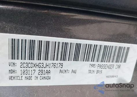 2018 Dodge Charger Sxt Plus Rwd из США, поврежденный, VIN 2C3CDXHG3JH176179